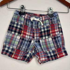 JANIE & JACK RED/BLUE PLAID DRAWSTRING BABY BOYS SHORTS SZ 3